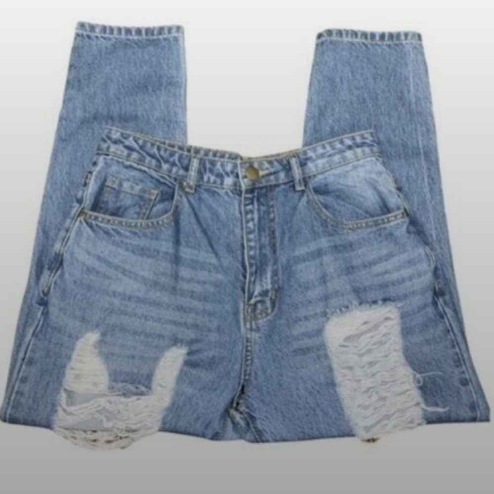 🌟Boohoo✨️ Distressed Blue Women's Jeans 10P Excellent Used Condition💚 - Picture 3 of 5